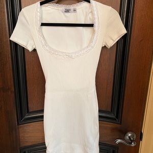 White fox bodycon mini dress